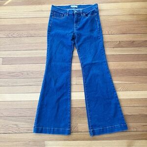 Free People Blue Boho Retro Hippie City Stretch Mid-Rise Flare Denim Jeans 29